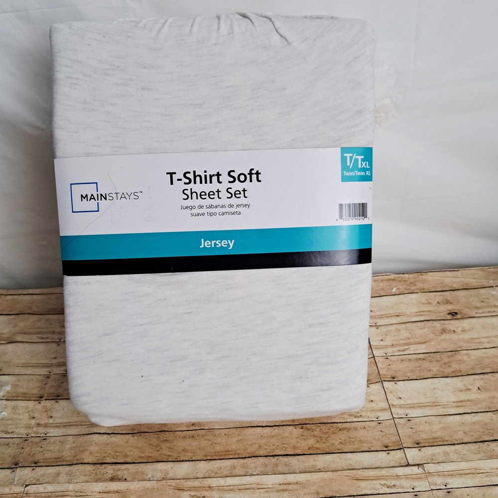 Mainstays White T-Shirt Soft Jersey Twin/Twin Xl Sheet Set